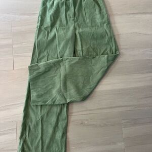 SHEIN Green Corduroy Pants Relaxed Fit